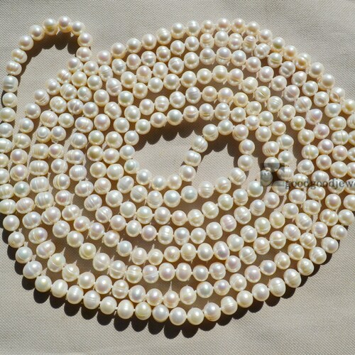 Long Pearl Necklace White Real Pearl 