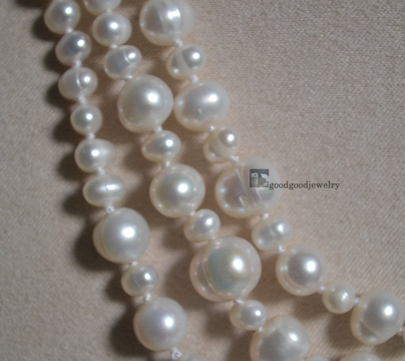 long pearl necklace,60 inches 5-11mm white pearl necklace,freshwater pearl necklace,statement necklace, women necklace, real pearl necklace image 4