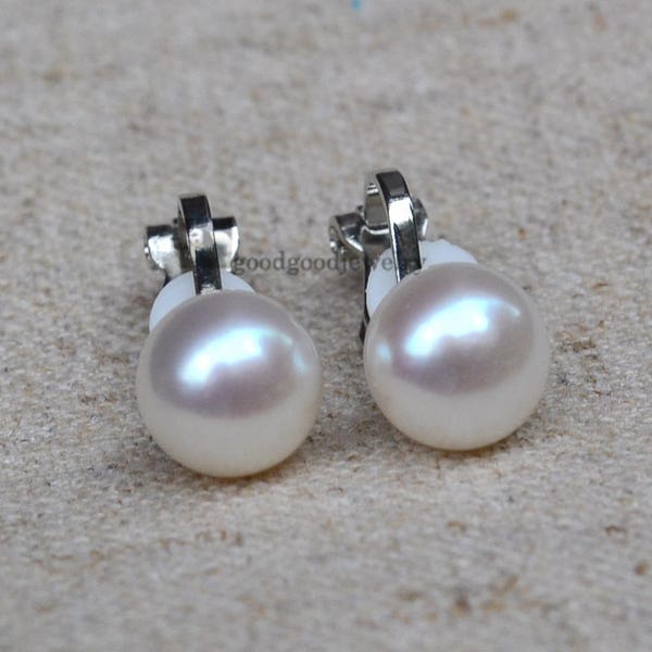 Clip-on Earrings Pearl,Real Pearl Earrings - AAA 8.5-9mm Freshwater Pearl with Clip-on Earrings,Wedding pearl earrings, ear clip earrings