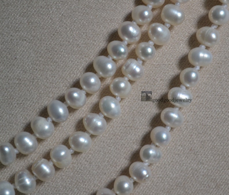 long pearl necklace,60 inches 5-11mm white pearl necklace,freshwater pearl necklace,statement necklace, women necklace, real pearl necklace image 5