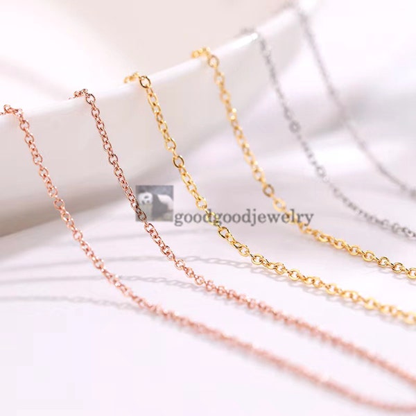 1pcs 1.5mm width 18k gold plated stainess steel chain, rose gold color chain, chain findings wholesale
