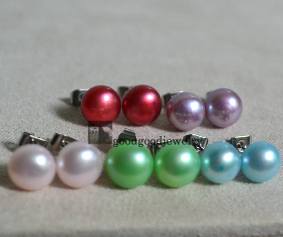 Pairs Multicolor Pearl Earrings Sets, Freshwater Pearl Earring
