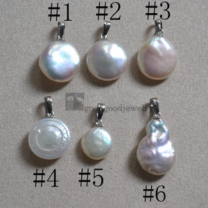 Coin Pearl Pendant, choose your pearl, Real Pearl Pendant, ivory pearl, white pearl