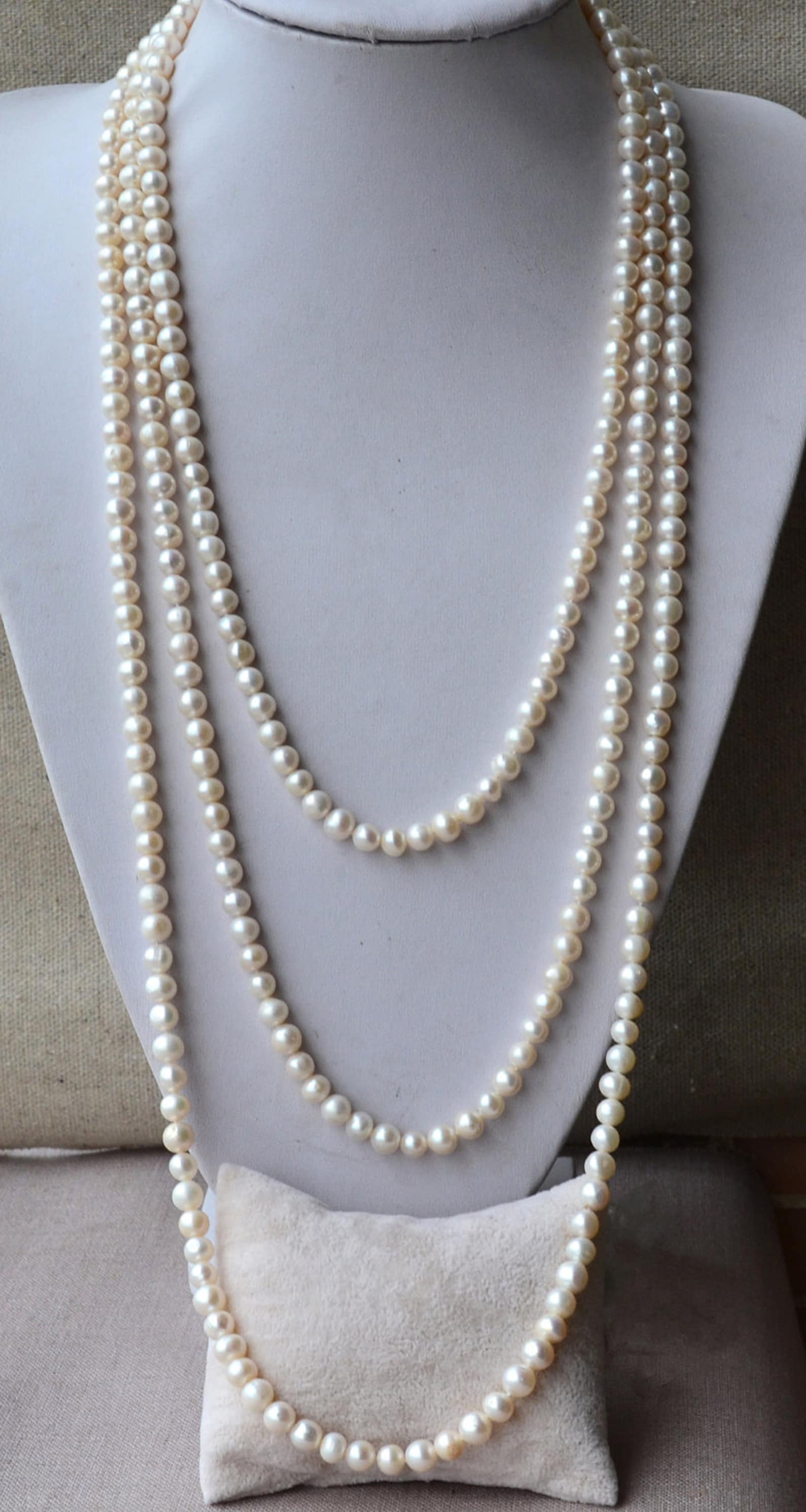 Long Pearl Necklace 90 Inches 7-8mm White Freshwater Pearl - Etsy