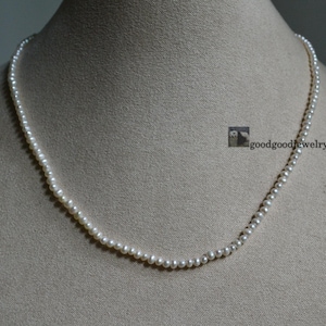 Tiny pearl necklace,AAA 3mm real freshwater pearl necklace,small pearl with sterling silver clasp,flower girl necklace,little pearl necklace