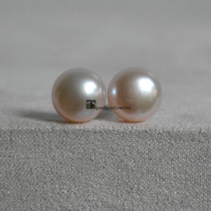 Natürliche helle Farbe Perle Ohrringe -9mm Echte Perle Ohrstecker, Süßwasser Perle Ohrringe, 925 Silber Ohrringe