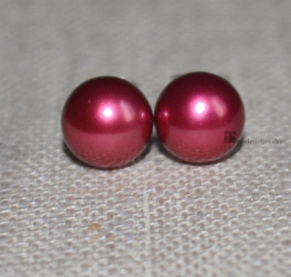 Burgundy cheap pearl earrings