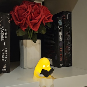 Reading Ghost Tealight Holder | Book Lover Gift | Shelf Decor | Halloween Decoration