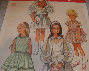 Original Vintage 70s Simplicity 9344 Confirmation or Bridesmaid Dress - Child Size 6