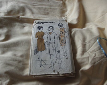 Original Vintage 60s Woman W478 Pattern Shift Dress & Coat Pattern - Plus Size