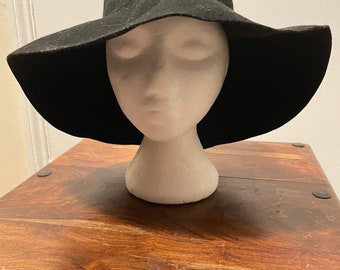 Genuine Vintage 1970s Black Floppy Felt Hat