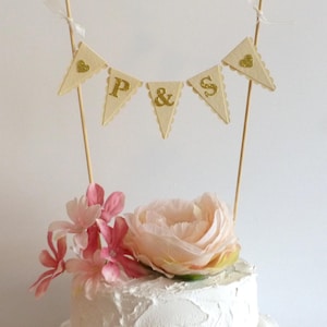 Personalised Wedding Cake Topper - Customised Bunting with Couple's Initials