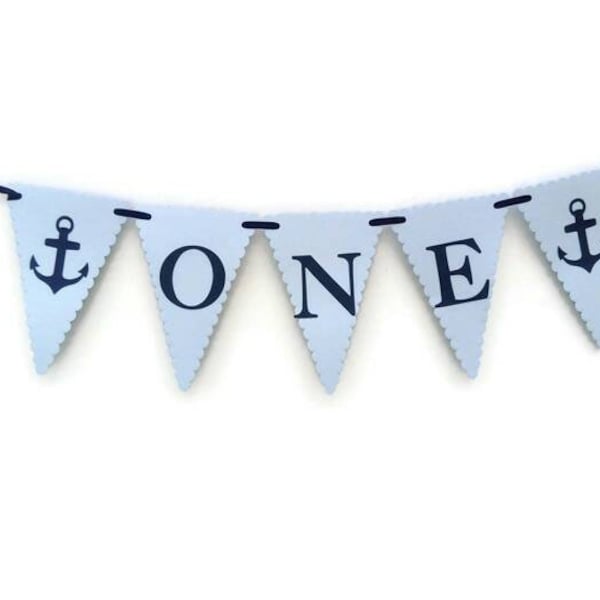 Nautical First Birthday Bunting - ONE Banner - Photo Prop, High Chair Sign