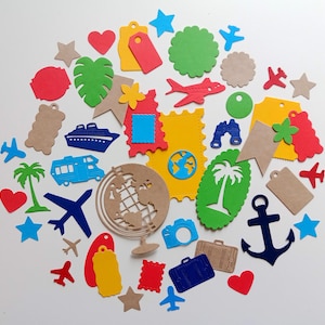 Travel Scrapbook Die Cuts and Tags - Travel Journal Paper Craft Pack - 30 Pieces