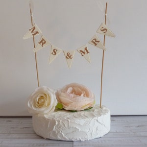 MRS & MRS Wedding Cake Topper - White, Ivory, Cream, Rose Gold, Silver, Gold - Same Sex Wedding, Gay, Lesbian