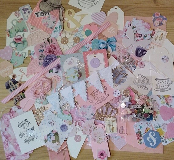 Vintage Tea Party Scrapbook Kit - Pastel Junk Journal Supplies