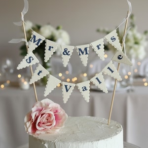 Personalised Wedding Cake Bunting - Custom Mr & Mrs Topper