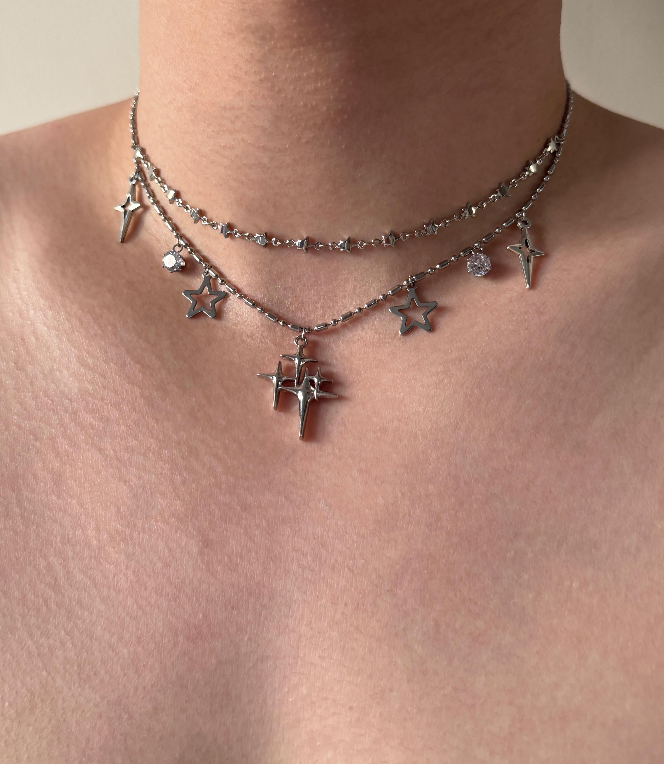 Y2k Double Cross Necklace - Etsy