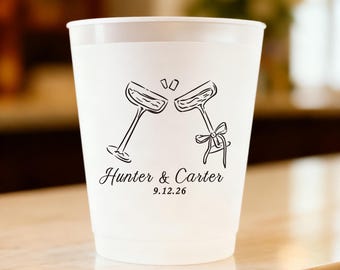 Personalized Wedding Frosted Cups: Customized Coupe Glass clink together,Champagne Tower Cups, Shower,Wedding Favors,Engagement Party