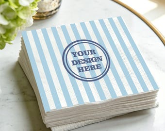 Personalisierte gestreifte Cocktail-Servietten, Servietten mit benutzerdefiniertem Logo, Serviette mit Ihrem Design, Drucken eines beliebigen Logos auf Servietten für Party-Events-Unternehmen