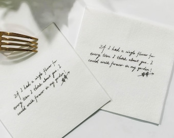 Aangepaste handschriftservetten, gepersonaliseerde liefdesbriefjes, papieren cocktailservetten