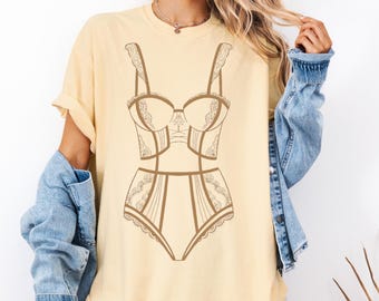 Camiseta Comfort Colors para Despedida de Solteira, Estampa de Lingerie, Presente Ideal para Chá de Panela