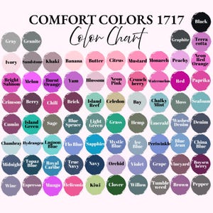 Pode incluir: Um gr&aacute;fico de cores intitulado "COMFORT COLORS 1717" exibe uma variedade de cores de tecido. O gr&aacute;fico inclui tons como "Preto", "Grafite", "Marfim", "C&aacute;qui", "Mostarda", "Marinho", "Orqu&iacute;dea" e "Vinho". Cada cor &eacute; apresentada em uma amostra circular.