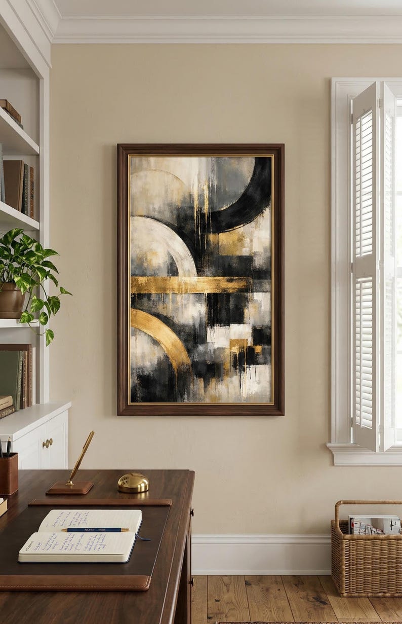 Abstract Printable Wall Art Gold and Black - Digital Download of ...
