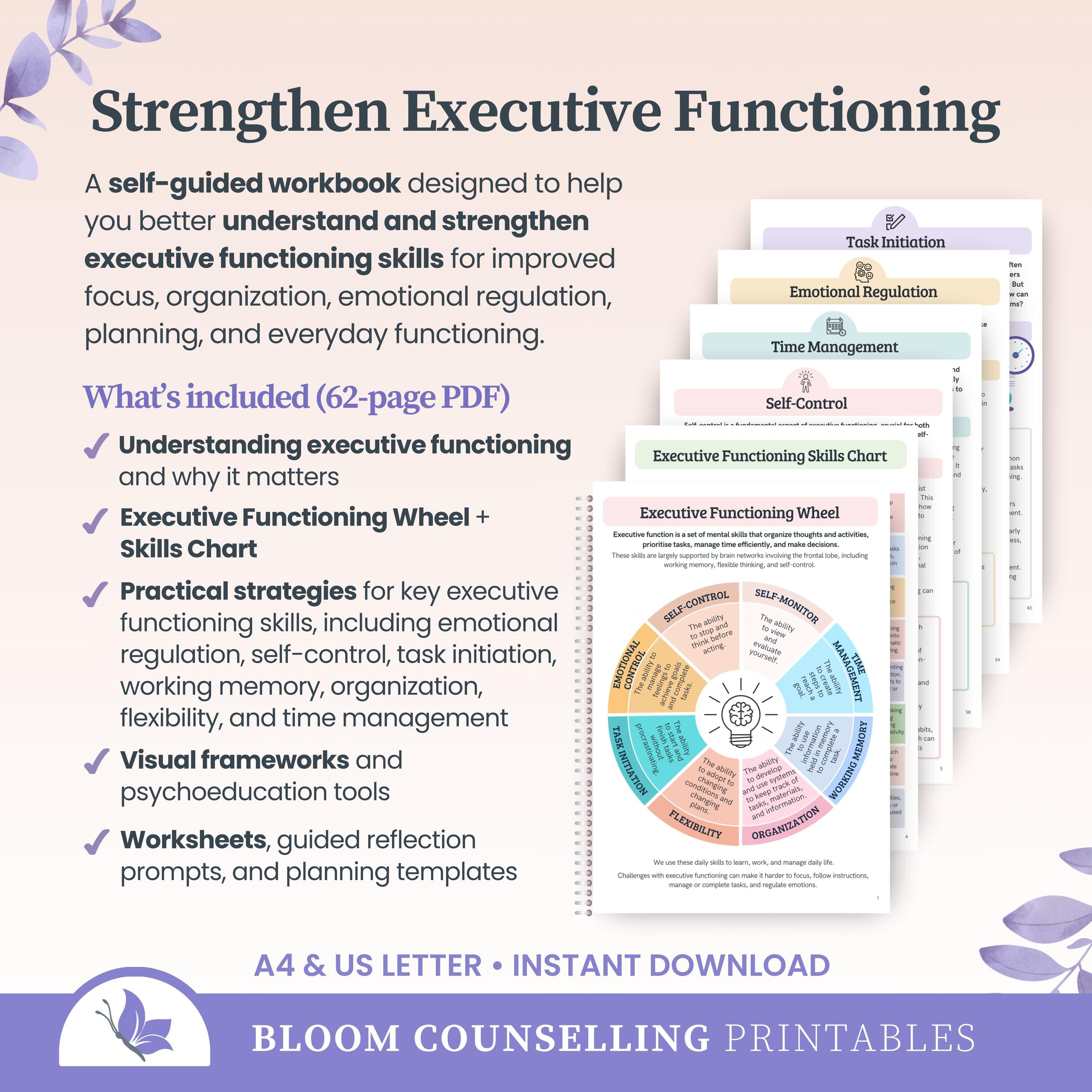 Executive Functioning Workbook for Adults & Teens | ADHD, Autism Skills ...