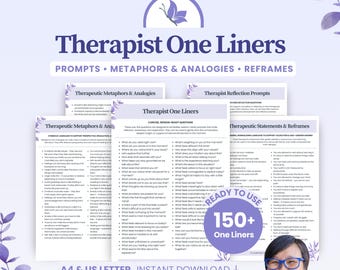 Therapist One Liners | Counsellor Cheat Sheet | Therapeutic Metaphors Reference Guide | Therapist In-Session SFBT Toolkit | Digital Download
