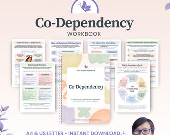 Co-Dependency Workbook, Healthy Relationships, Therapy Worksheets, Family Therapy, Couples Counselling Therapist Resource (Digital Download)