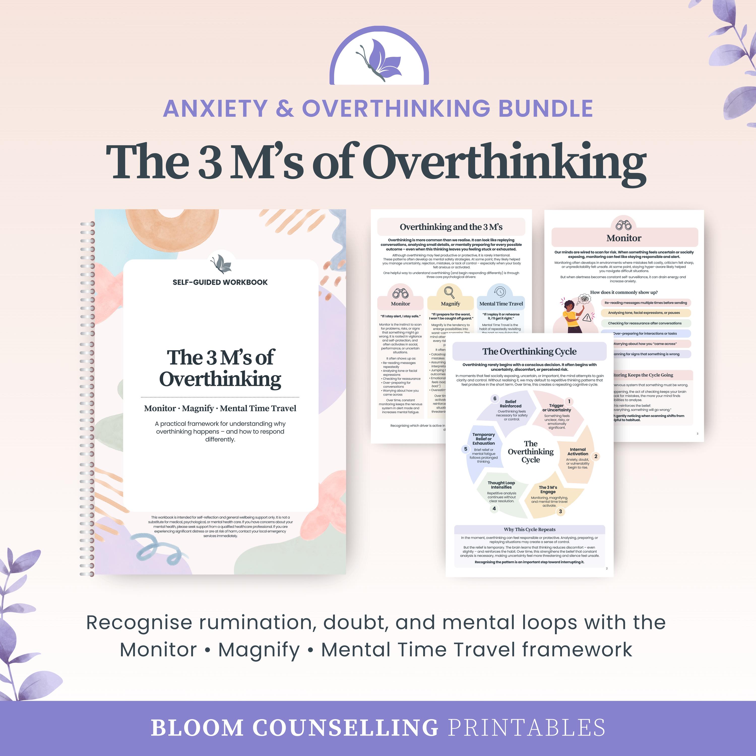 Anxiety & Overthinking Bundle for Adults and Teens, CBT Workbooks ...