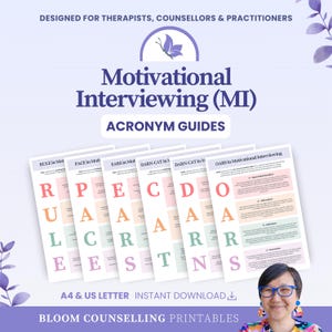 Guides d'acronymes pour l'entretien motivant | Aide-mémoire MI | Guide de référence sur la thérapie par entretien de motivation | Outils pour thérapeutes et conseillers