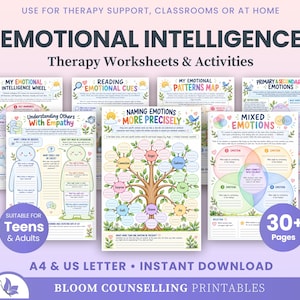 Emotional Intelligence Worksheets & Activities, Emotional Regulation, Teen Social Skills, CBT DBT ACT Therapist Toolkit (Digital Download)
