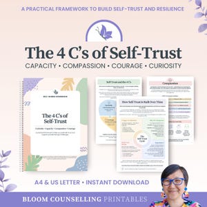 Cuaderno de trabajo "Las 4 C: Autoconfianza", Desarrolla la confianza y la resiliencia, Recurso de terapia para el desarrollo personal de adultos y adolescentes (Descarga digital)