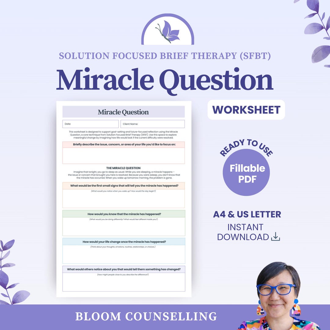 Miracle Question Worksheet | Fillable PDF | Solution Focused Question ...