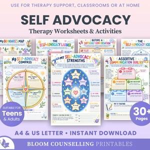 Werkbladen en activiteiten voor zelfhulptherapie, copingvaardigheden voor tieners, zelfvertrouwen, therapiespellen, toolkit voor therapeuten (digitale download)