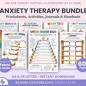 Aktivitätenpaket zur Angsttherapie, Arbeitsblätter, Tagebücher, Tracker, Handouts, CBT, ACT, Therapeuten-Toolkit (Digitaler Download)