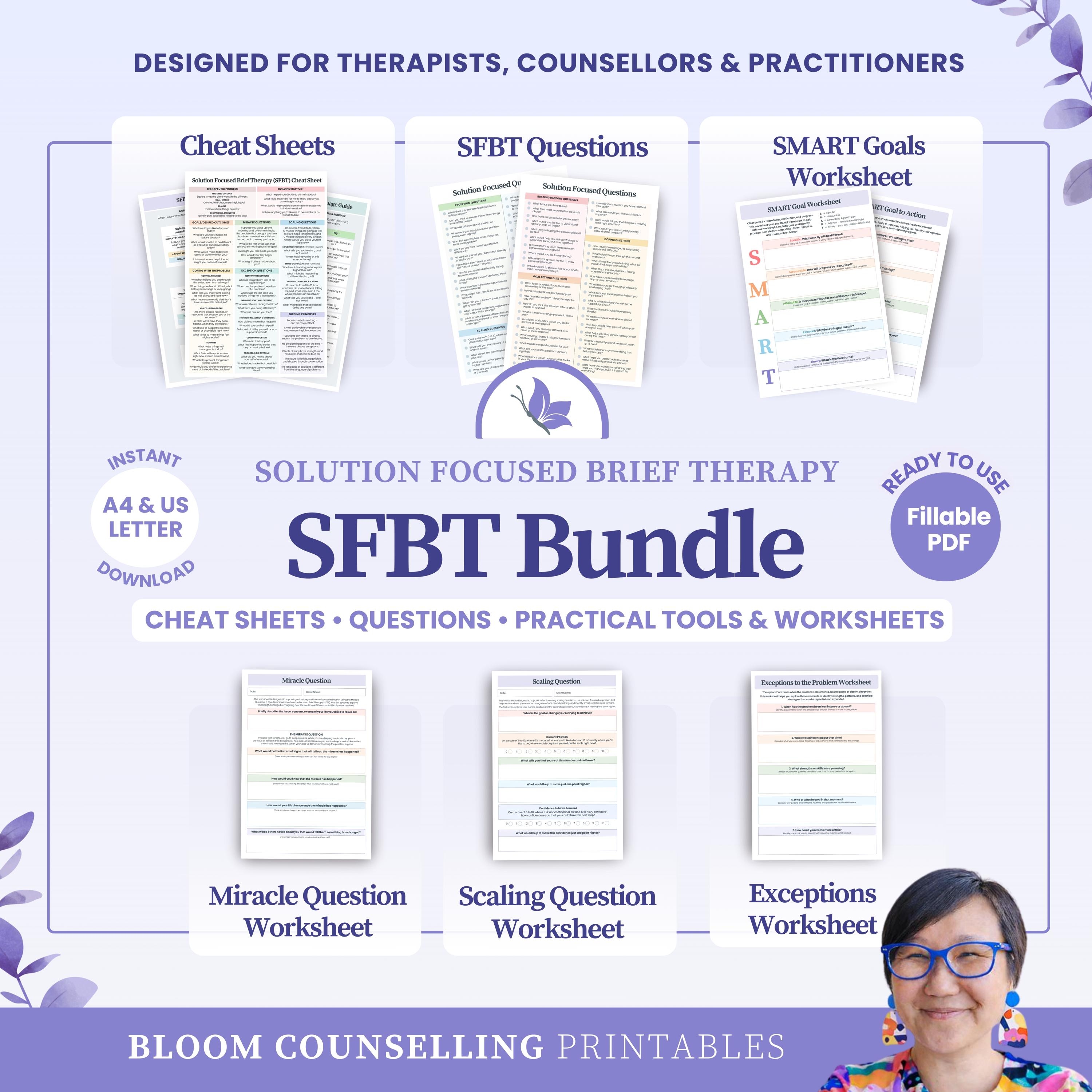 SFBT Bundle | Solution Focused Brief Therapy Cheat Sheets | Counsellor ...