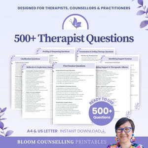 Therapeut 500 Fragen für die Beratung | Psychotherapie Therapeutischer Ratgeber | Ratgeber Notizen SFBT DBT Spickzettel | Digitaler Download