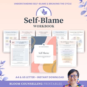 自己非難ワークブック | 恥のスパイラル | 成人向けセルフヘルプセラピーツール | 自己成長ワークシート | 恥と罪悪感セラピー | デジタルダウンロード