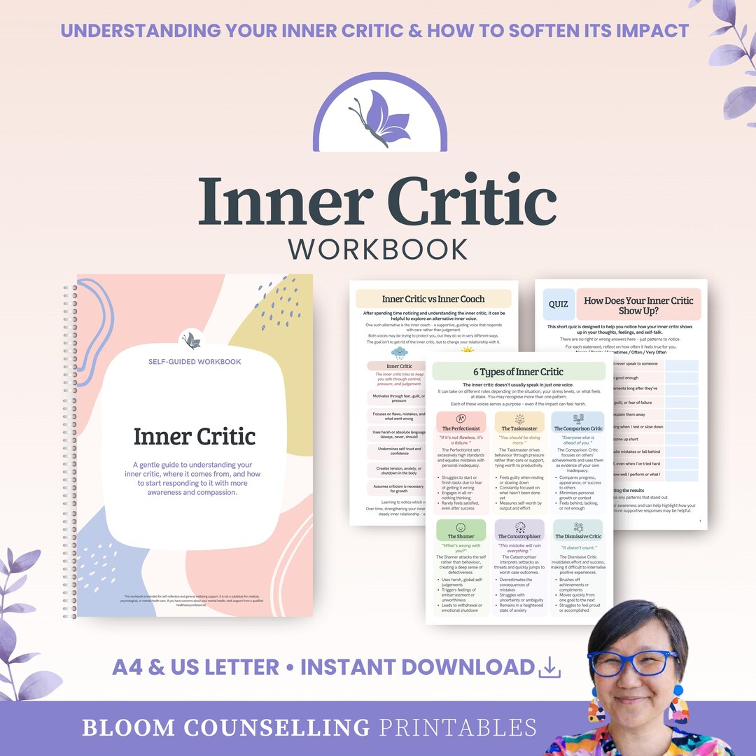 Inner Critic Workbook for Adults & Teens, Self Critic Worksheet Journal ...