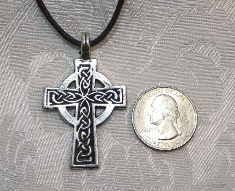 Pewter Celtic Cross Necklace / Irish Cross Knot Work Pendant | Etsy