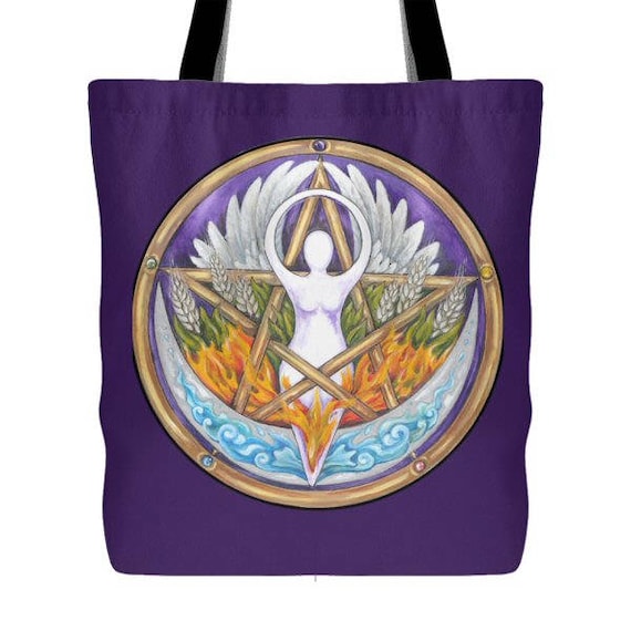 New Pentacle with Goddess Cotton Tote Bag Hand Made in India