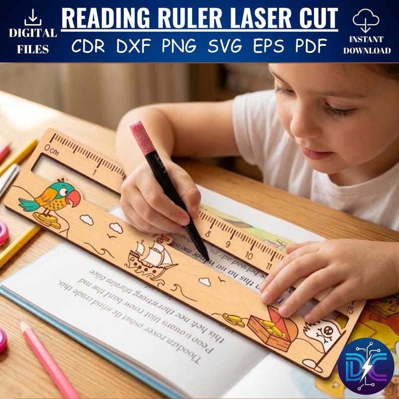 Parrot Ruler Pirate Reading Ruler Laser Cut File, Guided Reading Tool SVG (digital ...