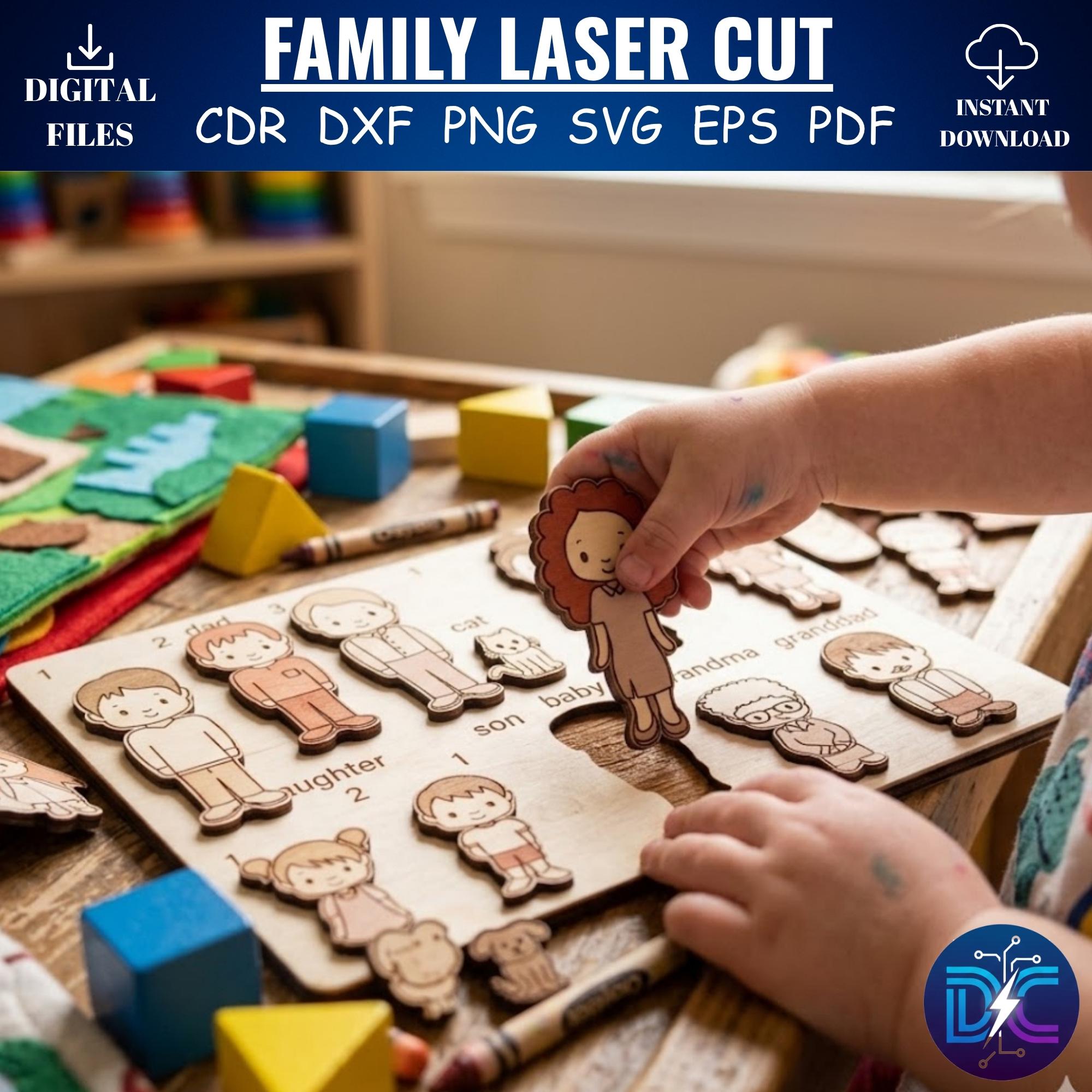 Family Puzzle SVG Laser Cut File | Custom Board, Kids Learning (digital ...