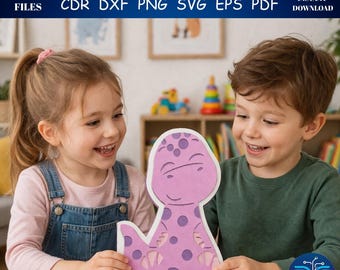 Layered Dinosaur Card SVG, 3D Birthday Card Template, Kids Laser Cut File (Digital Download)