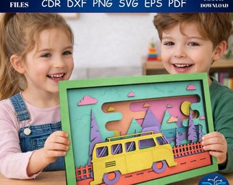 3D Layered Hot Air Balloon SVG, Adventure Awaits Wall Art (Digital Download)