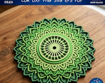 3D Layered Mandala SVG, Geometric Laser Cut File, Floral Wall Art (Digital Download)
