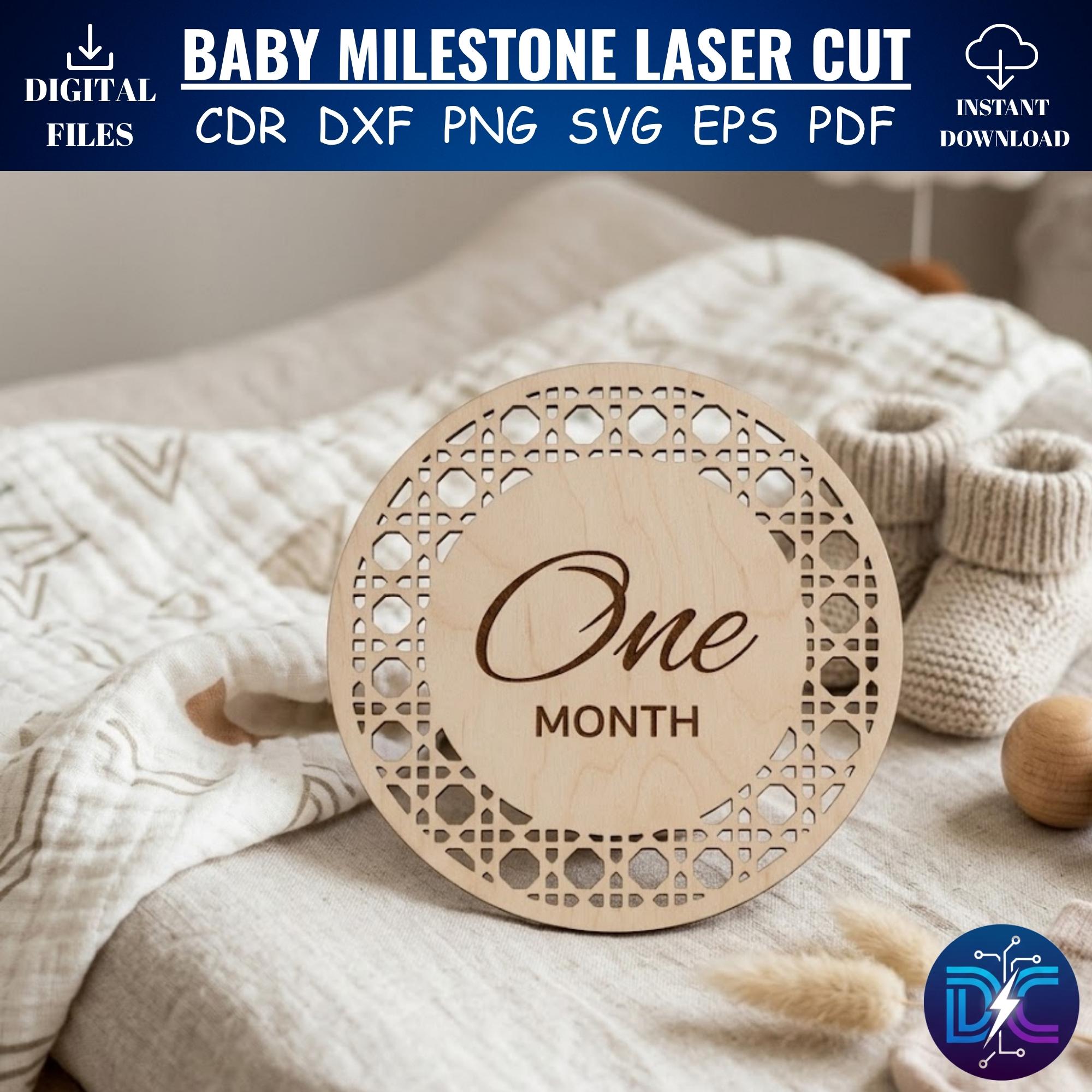 Baby Milestone Laser Cut Files, Boho Rattan Pattern Monthly Markers ...